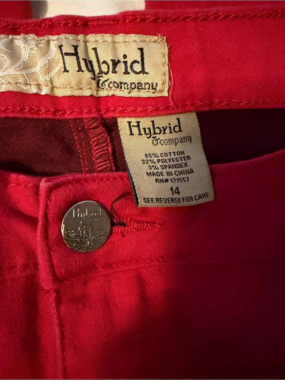 Hybrid & Company Women’s Bright Red High Rise Stretch Jeans